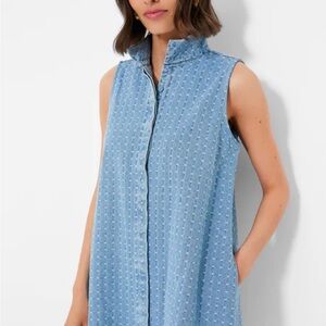 Tuckernuck Light Wash Denim Dot Blue Sleeveless Charlie Dress